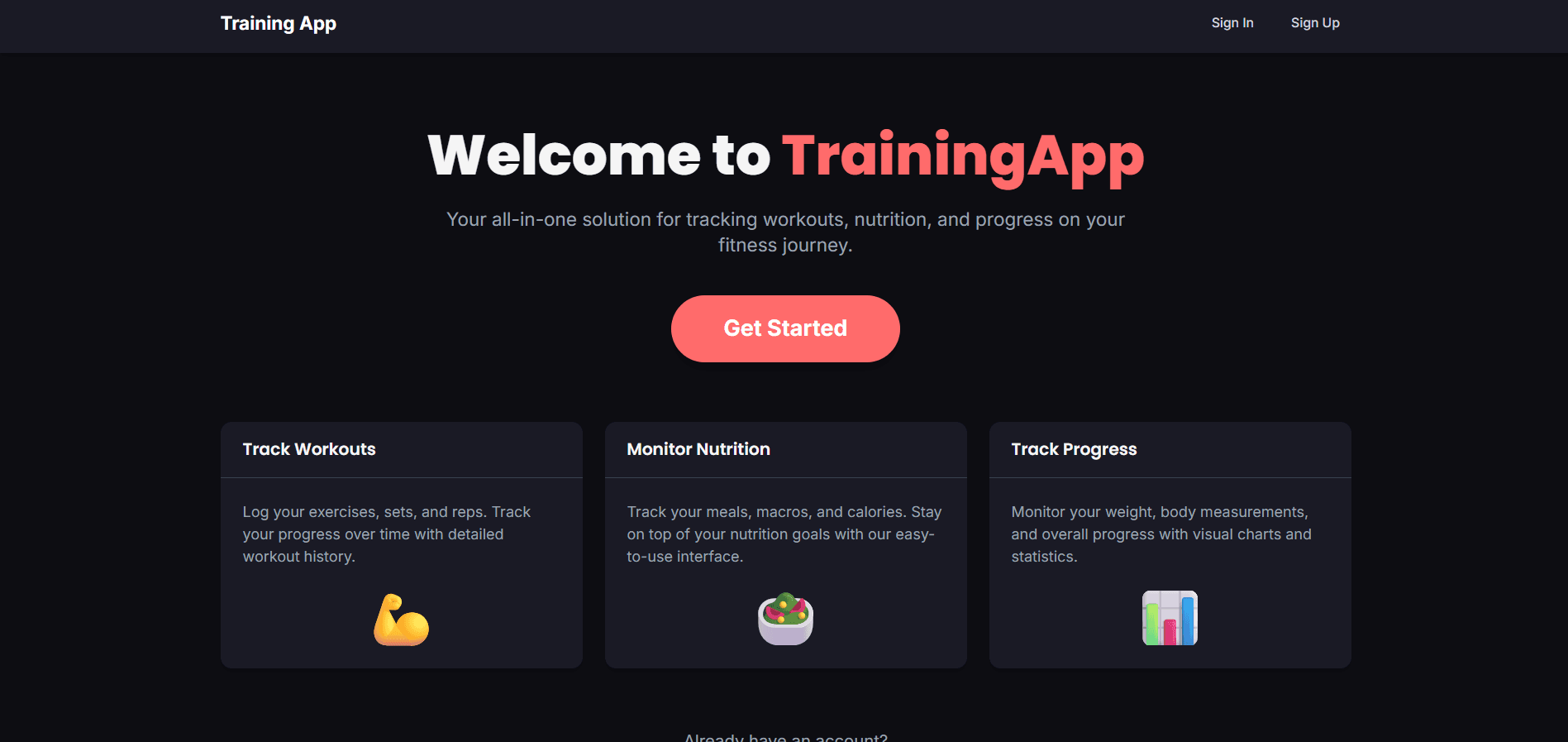 Training App screenshot